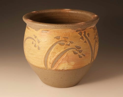 Yellow Slipped Flower Pot | Vase in Vases & Vessels by Hamish Jackson Pottery