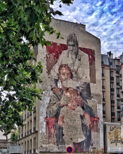 Les trois ages | Street Murals by Gonzalo Borondo