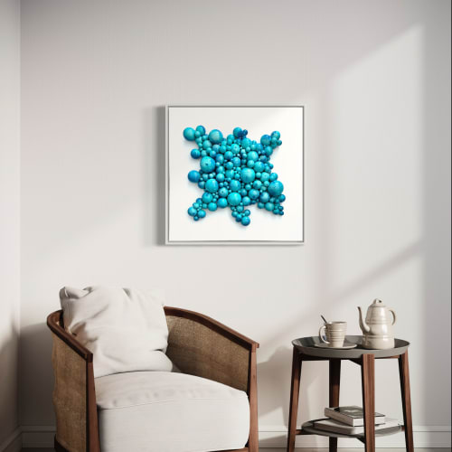 Turquoise abstract ball art on canvas | Sculptures by Mindy Williamson Art