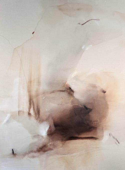 Abstract Painting on Square Canvas in Neutral Tones by Arohika
