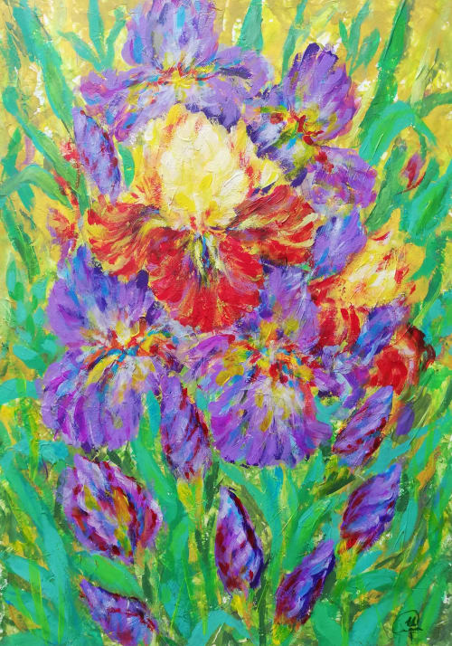 The time of Irises | Oil And Acrylic Painting in Paintings by Iryna Fedarava