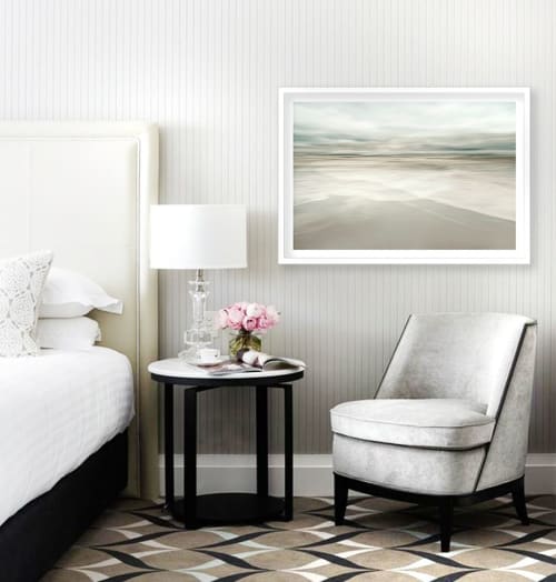 Neutral Seascape in Posh New York Bedroom | Photography by Angela Cameron