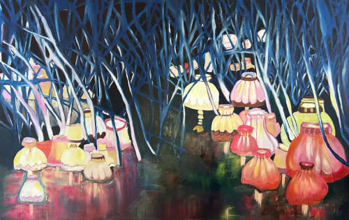 Into the Woods Original Oil | Oil And Acrylic Painting in Paintings by MELISSA RENEE fieryfordeepblue  Art & Design