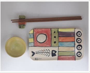 Sushi Set | Plate in Dinnerware by Cécile Brillet, Tierra i fuego ceramics