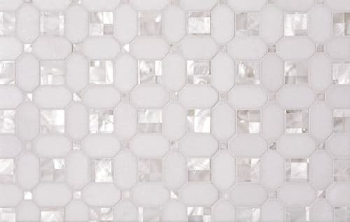 Geometric Pearl White Thassos Shell Backsplash | Tile Club | Tiles by Tile Club