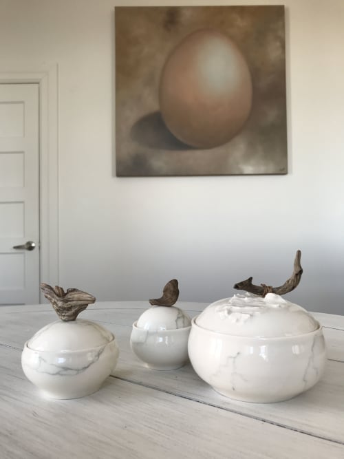 Porcelain Jar With Driftwood | Vases & Vessels by Helene Fleury