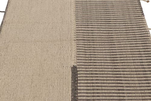 Rug & Kilim's Accent Kilim, Beige and Gray Textural Stripes | Area Rug in Rugs by Rug and Kilim