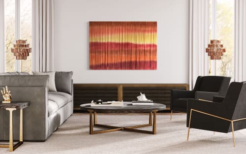 ZEST Orange Yellow Peach Red Textile Wall Art | Tapestry in Wall Hangings by Wallflowers Hanging Art