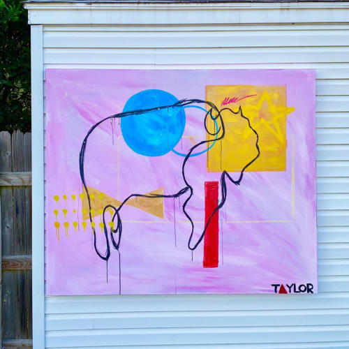 Pink Bison | Paintings by Scott Taylor | The Root Coworking in Tulsa