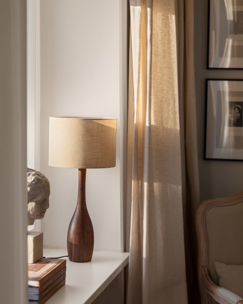 Hand Turned Walnut Table Lamp