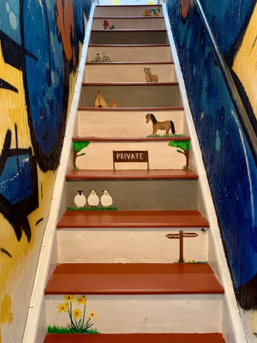 Peppers cafe stairs | Murals by Bobby-jo McGurk | Peppers Cafe in Gloucester