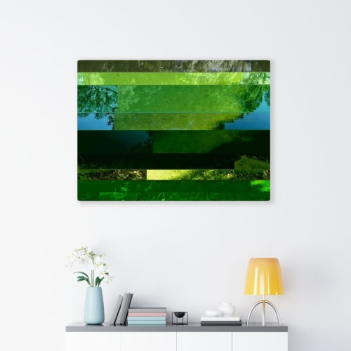 Pond Paradise 00656  --  calm waters, bold bands of color | Art & Wall Decor by Petra Trimmel