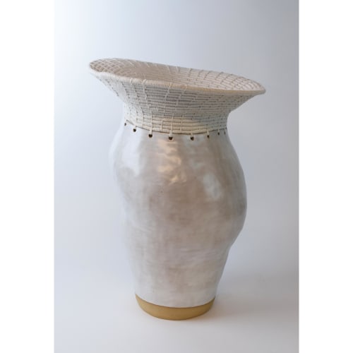 Ceramic and Woven Cotton Decorative Vessel | Vase in Vases & Vessels by Karen Gayle Tinney