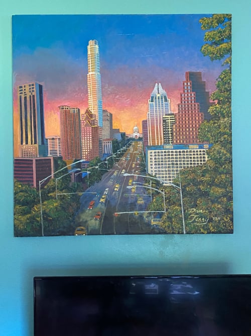 Austin Skyline Sunset | Oil And Acrylic Painting in Paintings by Dan Terry