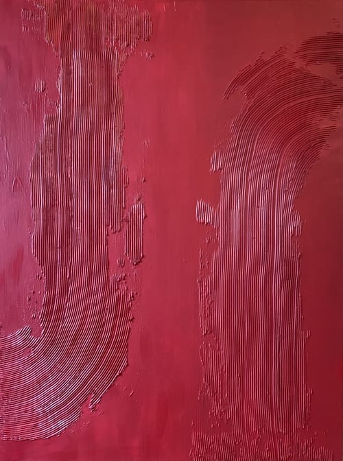 Matte Red Textured Painting On Canvas | Oil And Acrylic Painting in Paintings by Intuitive Arts Shop