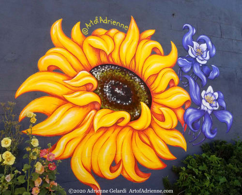 Sunflower and Columbine Mural | Murals by Art of Adrienne | The Studio Shop in Williamston
