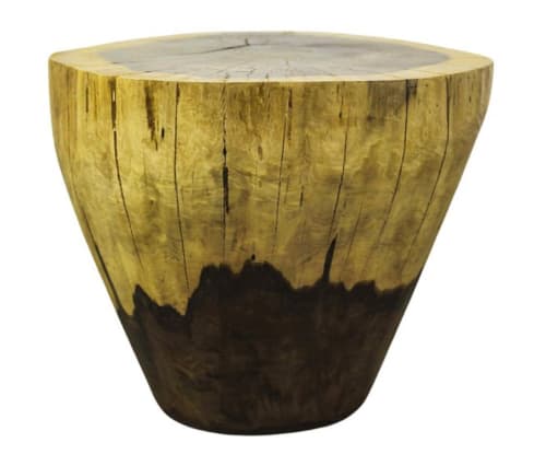 Carved Live Edge Solid Wood Trunk Table ƒ9 by Costantini | Side Table in Tables by Costantini Design