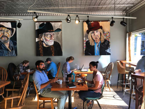 Willie Nelson, Merle Haggard & Tom Petty | Paintings by Natalie Jo Wright | Johnson Public House in Madison