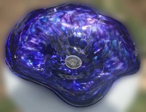 "Moon Dance" ~ Glass Vessel Sink | Water Fixtures by White Elk's Visions in Glass - Glass Artisan, Marty White Elk Holmes & COO, Jo Pierce