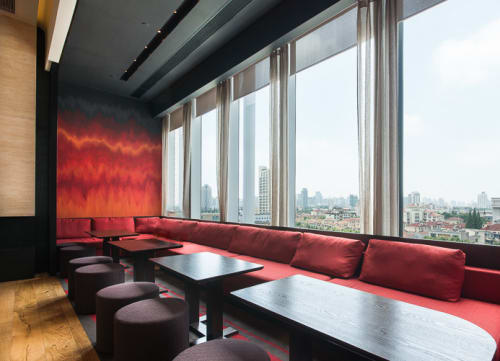Red and Gold Leaf Wall Paint | Murals by Elsa Jeandedieu Studio | Shanghai in Shanghai