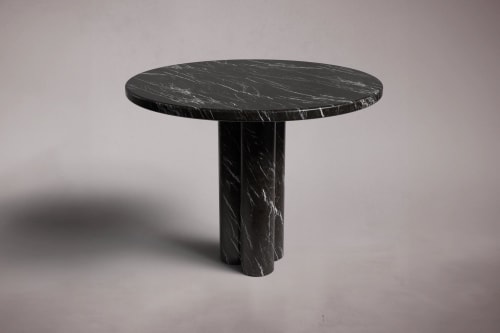 Zade Alexander Black Marble Round Dining Table | Tables by HamamDecor LLC