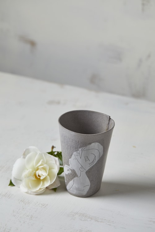 White Portrait Pottery Mug | Drinkware by ShellyClayspot