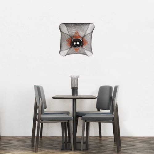 Wall Sculpture V Wire Mesh & Clay, Cinnamon & Black 15" | Wall Hangings by Anne Lindsay