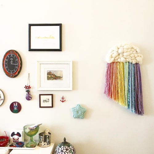 Rainbow and Cloud Macrame | Macrame Wall Hanging in Wall Hangings by TexturizeYourEyes by Amber Kokenge