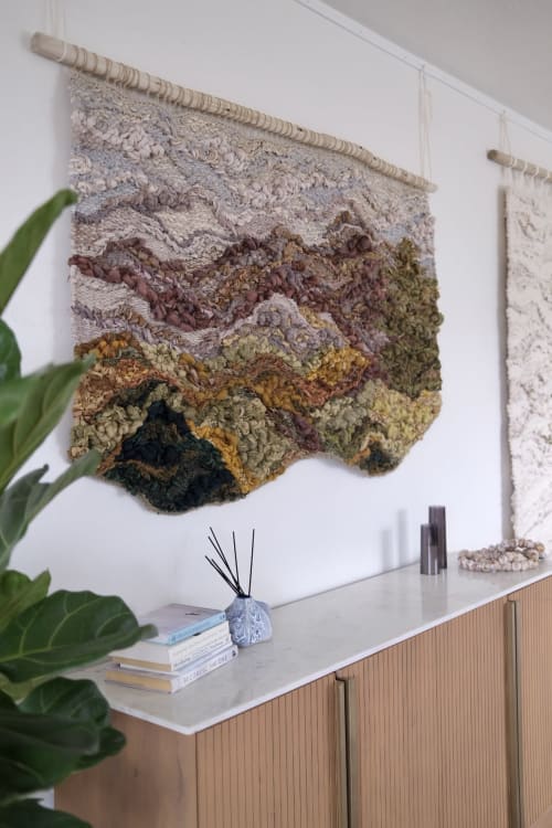 Textural Fiber Wall Hanging – Autumn Mountain Tapestry | Wall Hangings by Rebecca Whitaker Art