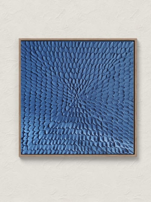 3D Navy Blue Textured Wall Art - Sculptural Canvas Artwork | Paintings by Serge Bereziak