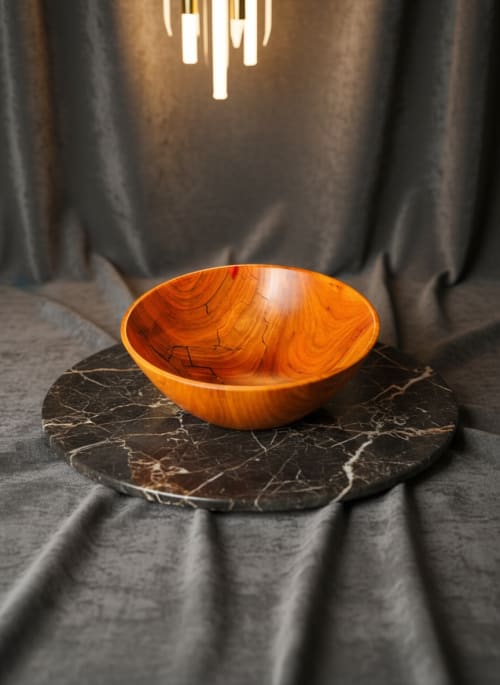 Cherry Wood Bowl with Red Resin | Handcrafted | Decorative Bowl in Decorative Objects by Holzkunst Samuel Meisinger