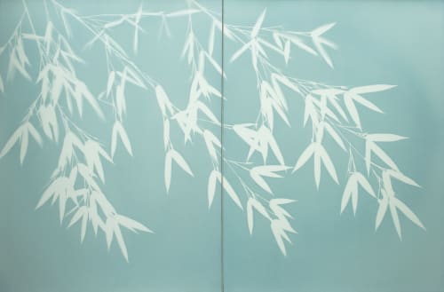 Celadon Bamboo Diptych (Two 18 x 24" originals on paper) | Photography by Christine So | Thomas Deans Fine Art in Atlanta