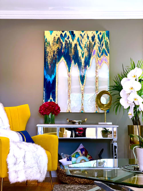 Blue Currents I | Oil And Acrylic Painting in Paintings by Wall Jewelry by Robyn Camargo