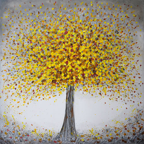 Jubilant Yellow Tree original painting on canvas | Oil And Acrylic Painting in Paintings by Amanda Dagg