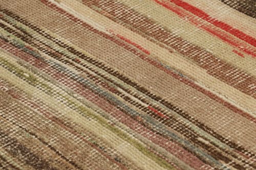Vintage Zeki Müren Rug with Polychromatic Geometric Stripes | Area Rug in Rugs by Rug and Kilim