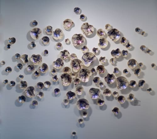 Porcelain Wall Sculpture, 92 Pieces, Violet | Wall Hangings by SevaCeramics