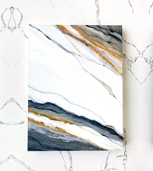 Calacatta Borghini | Mixed Media in Paintings by Rhonda Deland