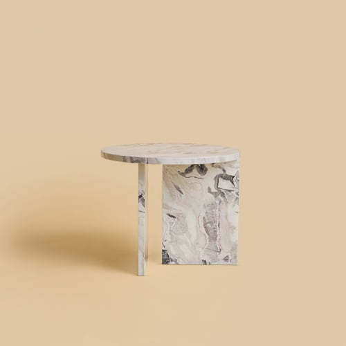 Dover White Marble Side Table - KYUSHU by Lebanto | Tables by Lebanto