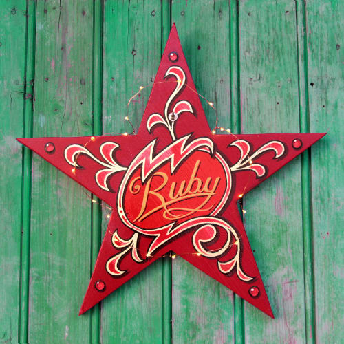 Ruby star nightlight | Art & Wall Decor by Jill Strong Signs
