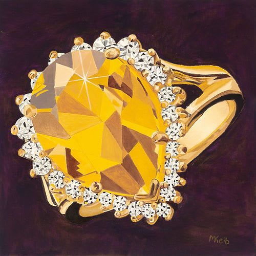 Yellow Pear Shaped Diamond - Original Oil Painting on Canvas | Paintings by Michelle Keib Art