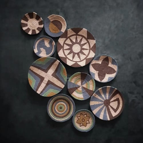 Set of 10 Modern Boho Wall Decor Baskets | Decorative Plate in Decorative Objects by Sarmal Design