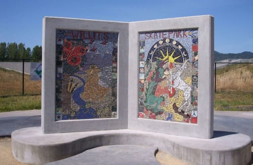 Mosaic Mural | Public Mosaics by Elizabeth Raybee | Willits Skatepark ca in Willits