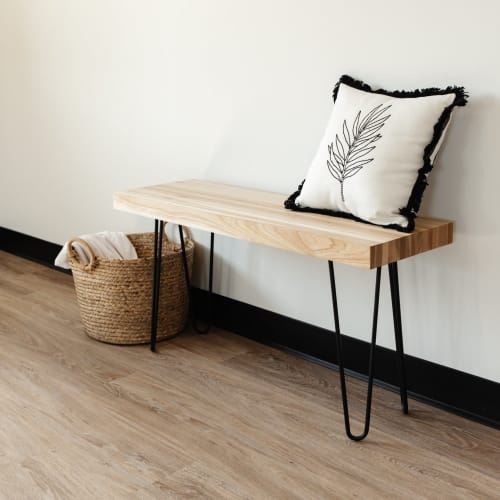 Solid Hickory Hairpin Leg Bench | Benches & Ottomans by Fargo Woodworks