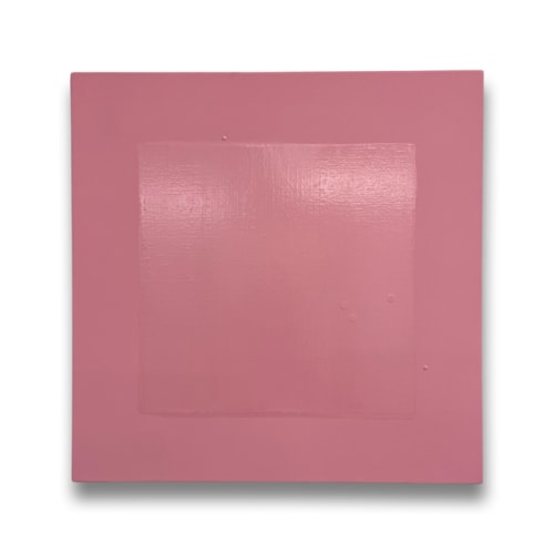 untitled (pink with pink square and drips) | Oil And Acrylic Painting in Paintings by Alissa Massey Studio