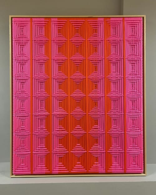Grid - Neon Pink and Neon Orange | Wall Hangings by Fault Lines