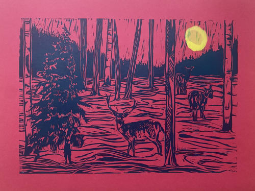 Evening deer | Prints in Paintings by Rafzstudio.com