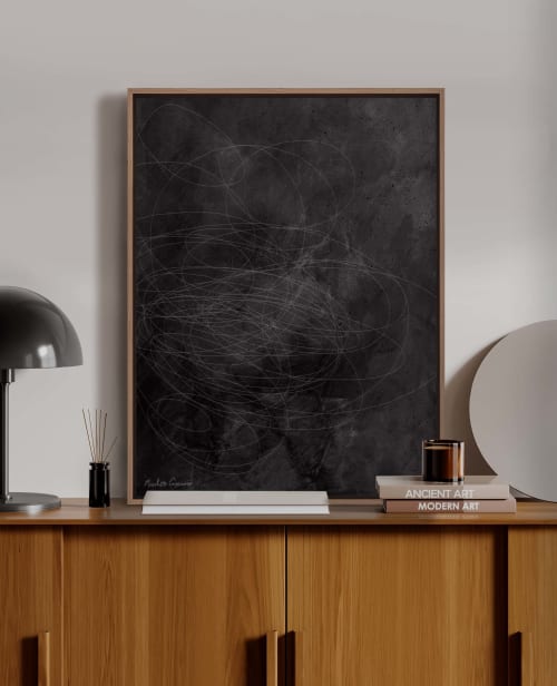 Black Abstract Expressionism Framed Giclée I Small | Prints in Paintings by ART + ALCHEMY By Nicolette Atelier