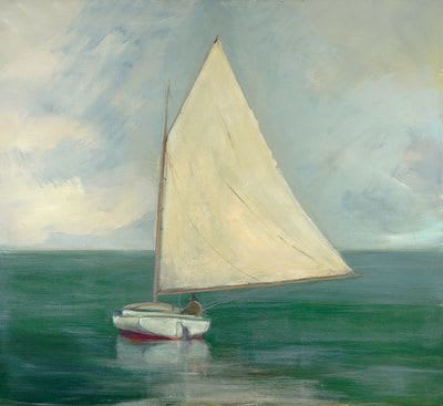 Anne Packard "Cat Boat" | Oil And Acrylic Painting in Paintings by YJ Contemporary Fine Art