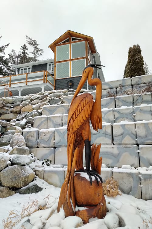 Blue Heron on the Beach | Art Curation by Toso Wood Works | Blue Heron Vacation Rentals in Powell River