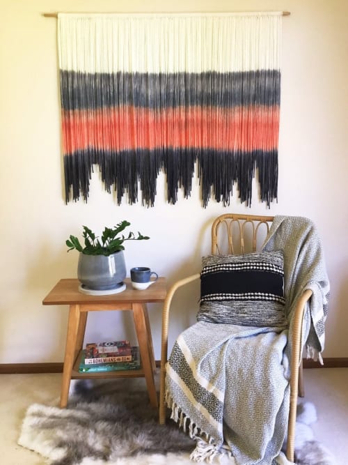FROSTFIRE Grey Ombré Pink Textile Wall Hanging, Dip Dye Fibe | Macrame Wall Hanging in Wall Hangings by Wallflowers Hanging Art